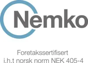 Foretakssertifisert etter norsk norm NEK 405-4